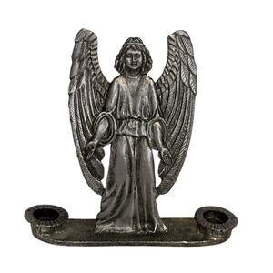 Vintage Angel Candle Holder – Metal Religious Figurine – Mid-Century Décor